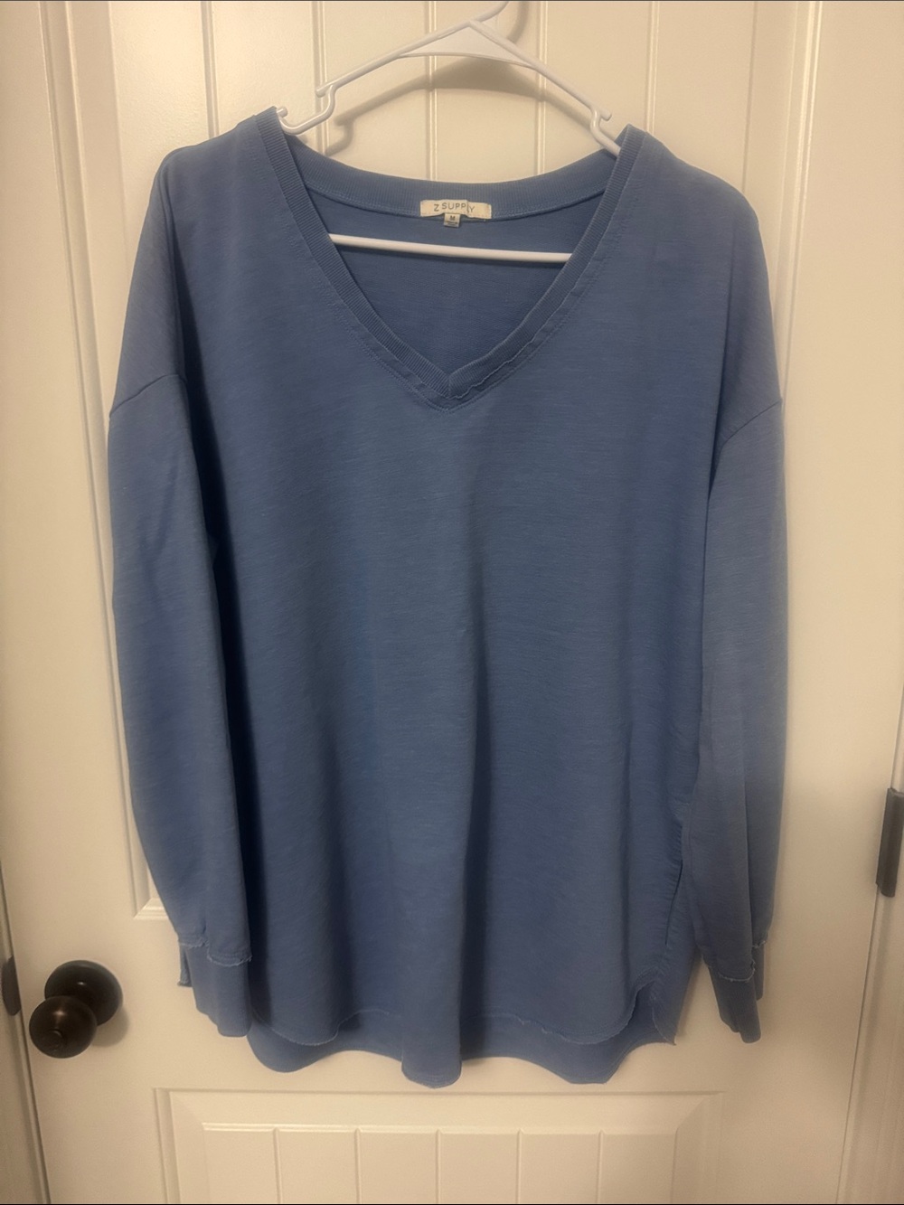 Z Supply Dusty Blue V-Neck Pullover Sweatshirt